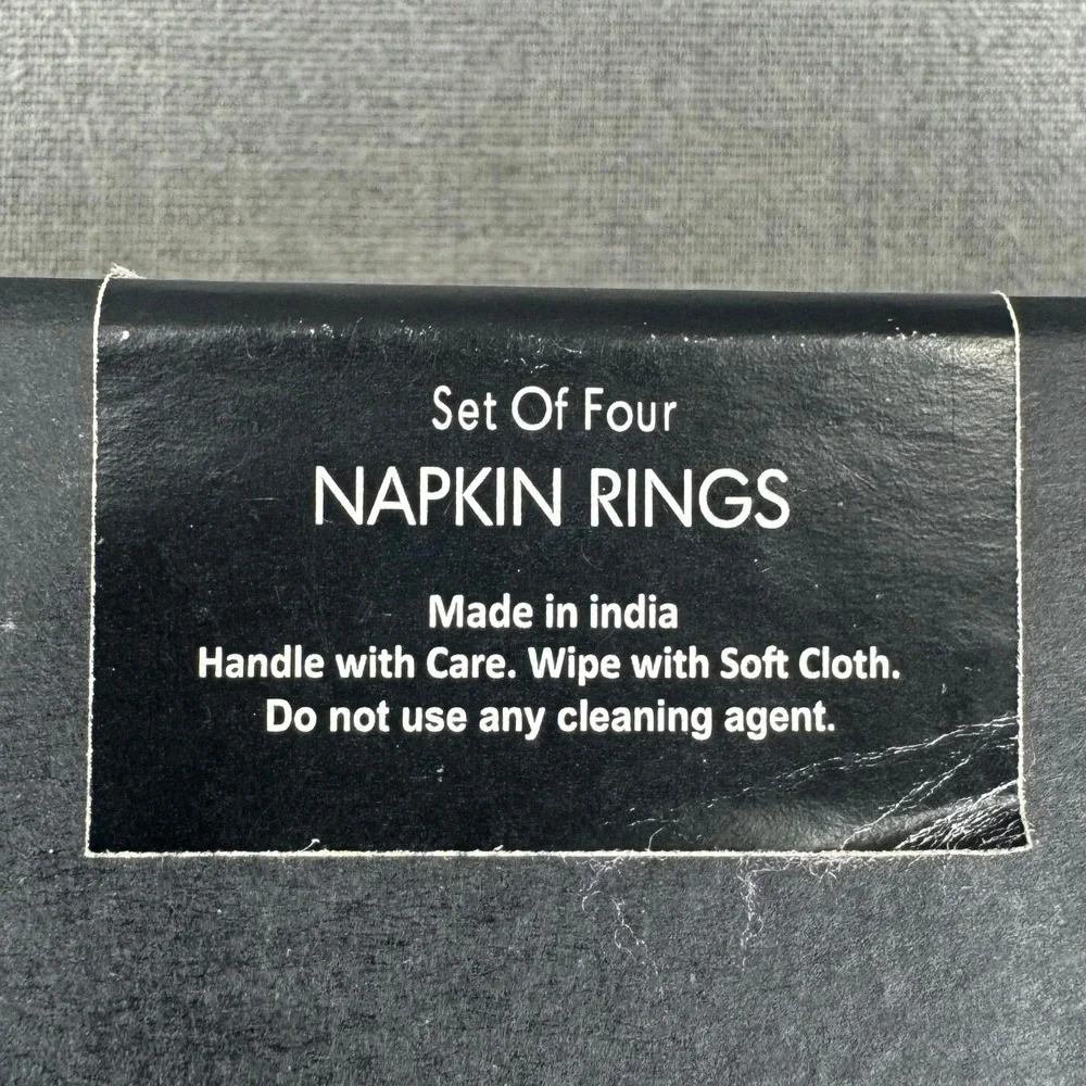 Tahari Home Pumpkin Napkin Rings Set of 4 Rhinestone Black Orange Gold Halloween